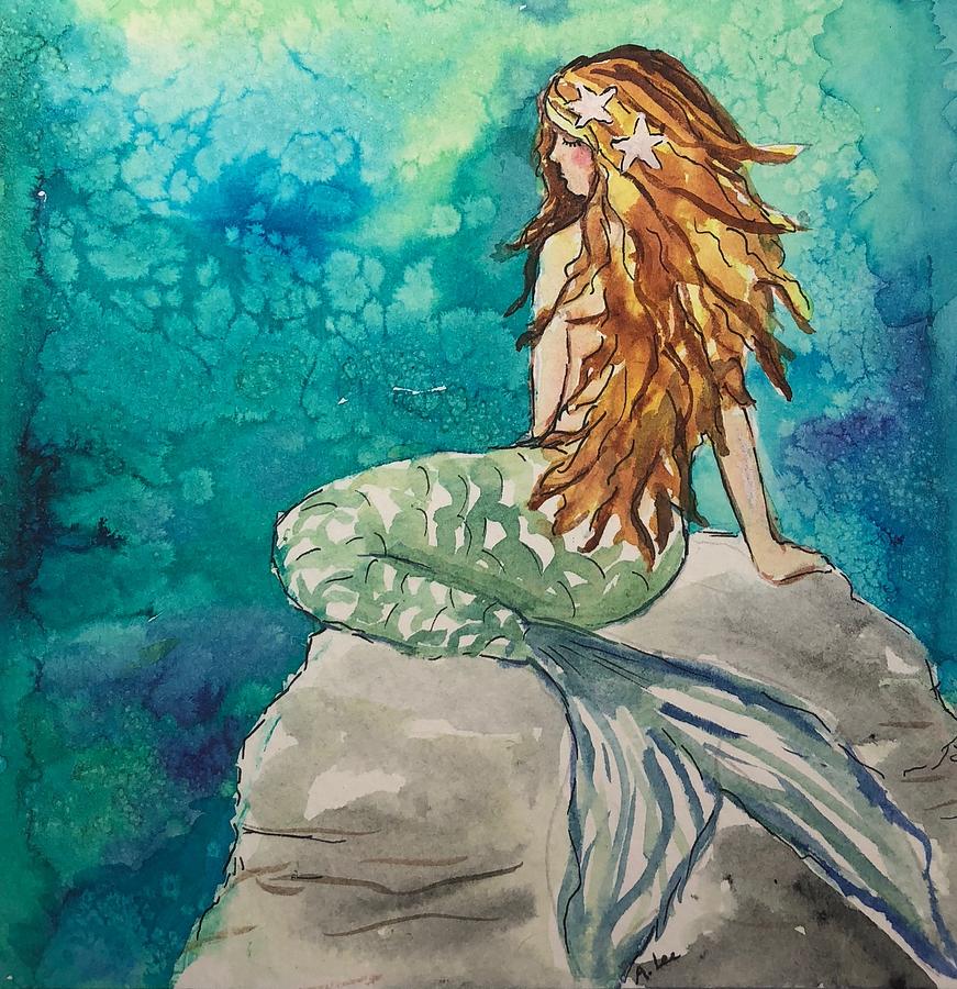 Mermaid Waiting Painting by Andrea Lee | Fine Art America