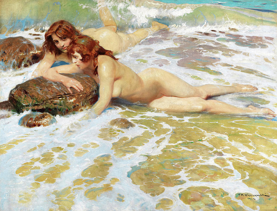 Mermaid Painting - Mermaids, 1922 by Feliks Michal Wygrzywalski