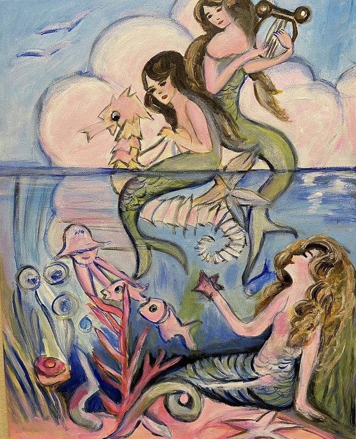 Mermaids  Painting by Denice Palanuk Wilson