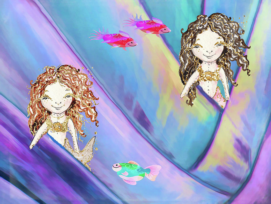 Mermaids in a Pocket Reef Digital Art by Rosalie Scanlon