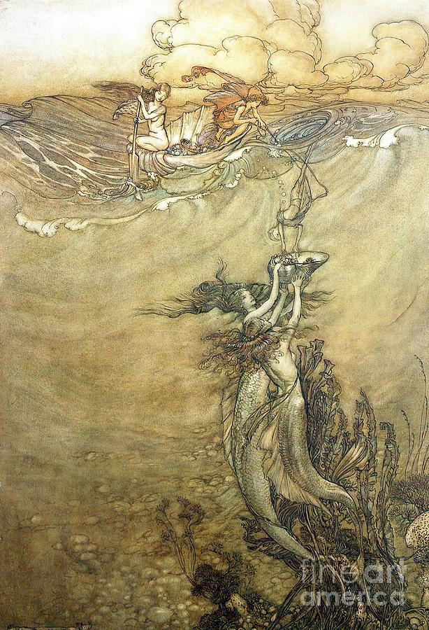 Mermaids Jewels from the Deep Arthur Rackham Painting by Evans Morgan ...