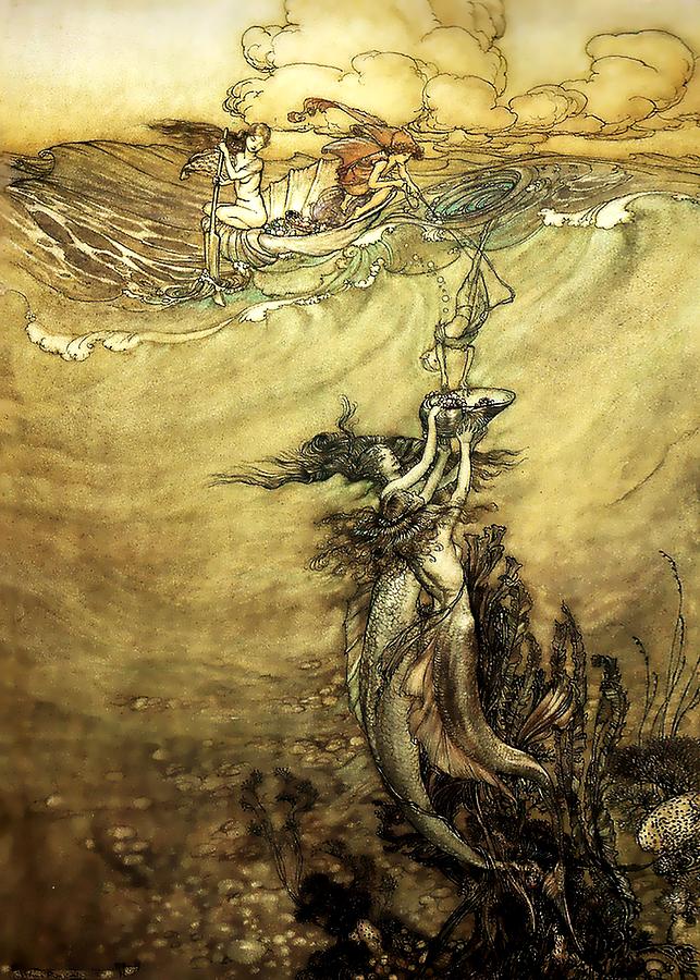 Mermaids of the Rhine Arthur Rackham Digital Art by Arthur Rackham - Pixels