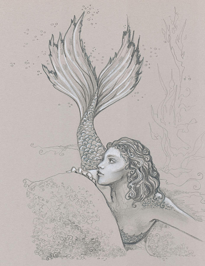 Mermay 05 2018 Mermaid Drawing by Katherine Nutt