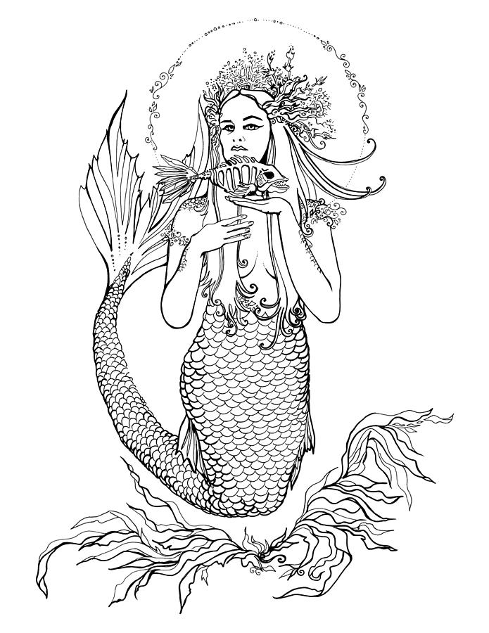 Mermay 06 2018 Mermaid Drawing by Katherine Nutt