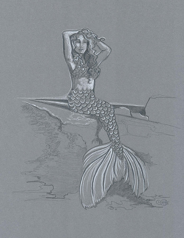 Mermay 16 2018 Mermaid Drawing by Katherine Nutt