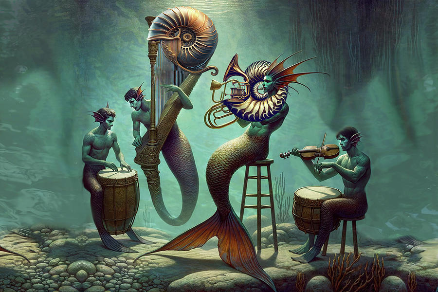 Mermens Band Digital Art by Lisa Yount