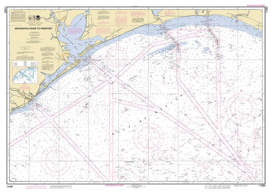 Mermentau River To Freeport Louisiana, Noaa Chart 11330 Digital Art by ...