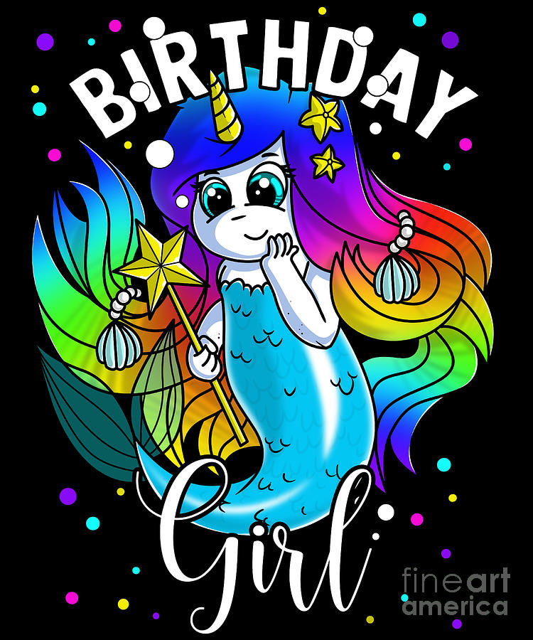 Mermicorn Birthday Girl for Mermaid Unicorn Lovers Gift design Digital ...