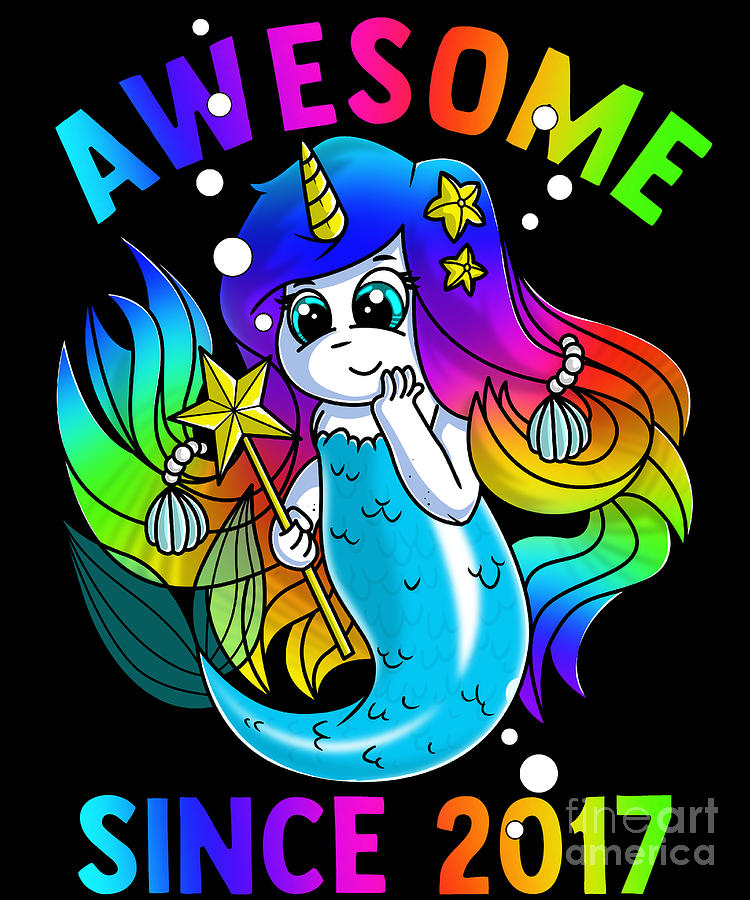 Mermicorn Mermaid Unicorn Birthday Awesome Since 2017 Gift