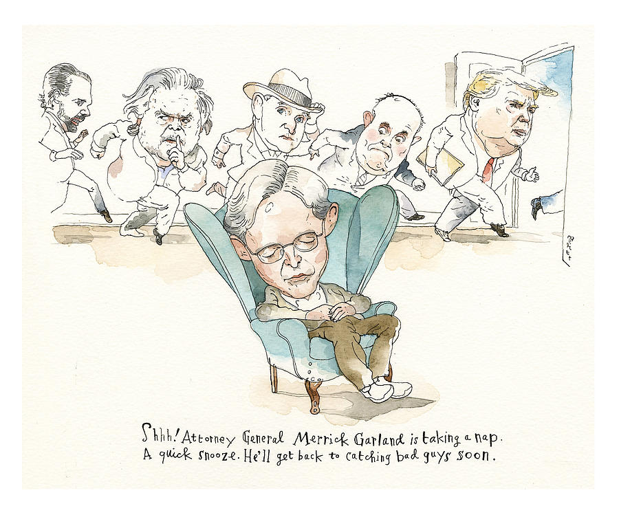 Merrick Garland In Justice Never Sleeps Painting by Barry Blitt