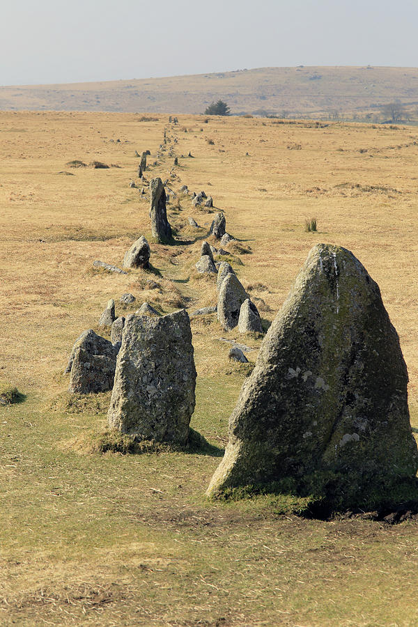 Merrivale ancient stone row, Devon Photograph by Tony Mills