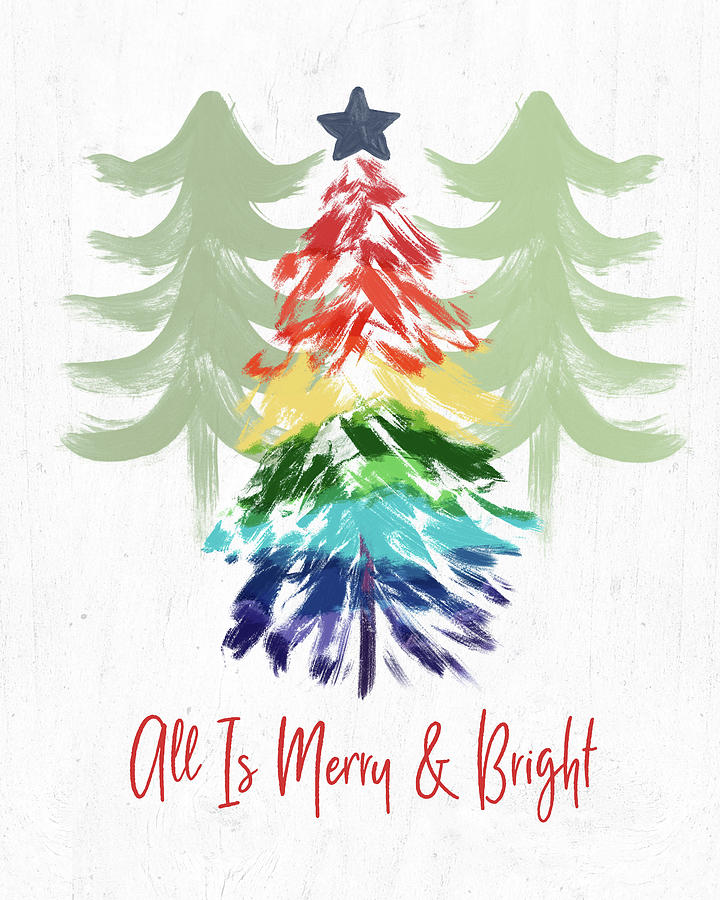 Merry And Bright Rainbow Christmas- Art by Linda Woods Digital Art by Linda Woods