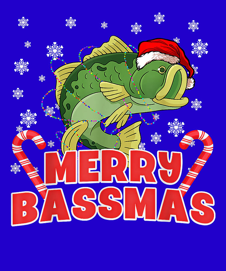 Merry Bassmas Funny Bass In Santa Hat Fishing Christmas Digital Art by ...