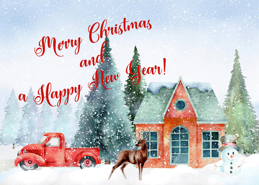 Merry Christmas And A Happy New Year Mixed Media by Johanna Hurmerinta