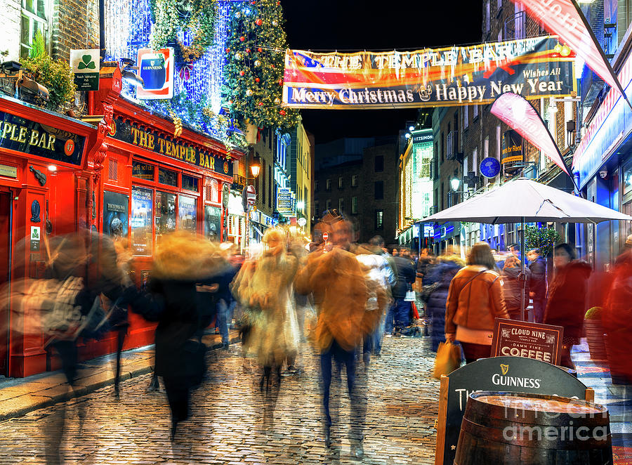 Merry Christmas and Happy New Year in Dublin Ireland Photograph by John Rizzuto