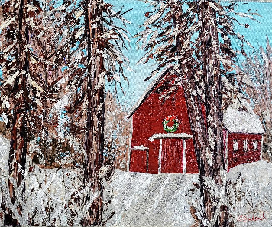 Merry Christmas Barn the 1st Painting by Ann Frederick