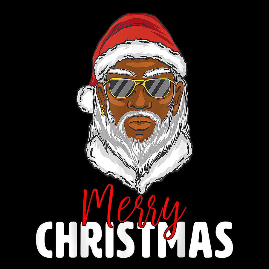 Merry Christmas Black African Santa Claus Digital Art by Th Fine Art