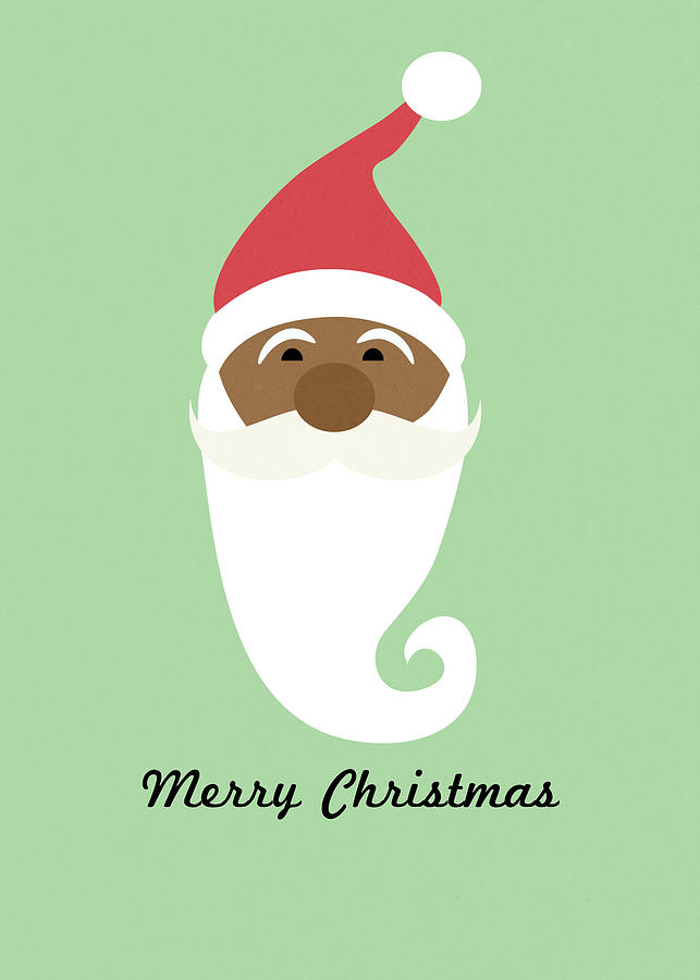 Merry Christmas Black Santa- Art by Linda Woods Mixed Media by Linda Woods