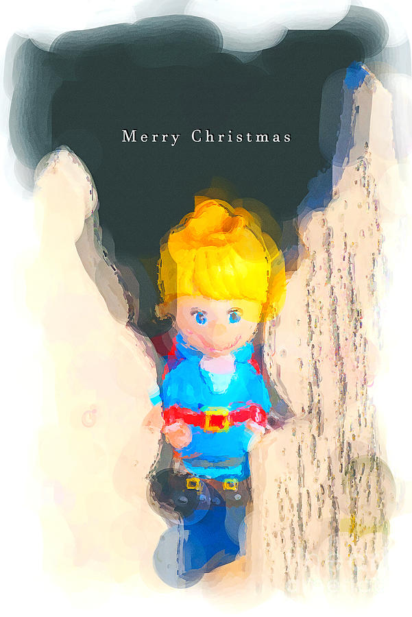 Merry Christmas Blue Toy  Digital Art by Joy Watson
