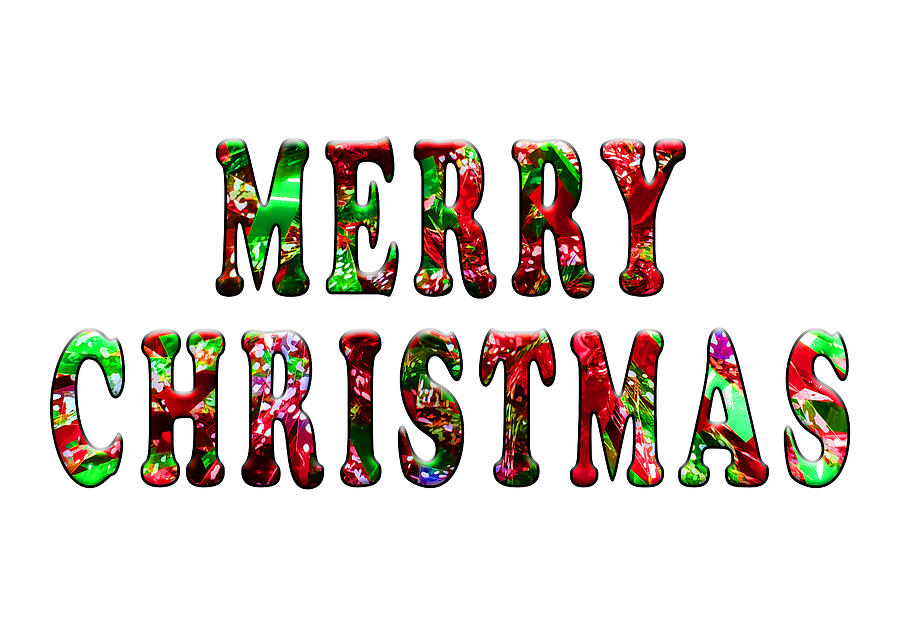 Merry Christmas Card - Colorful Text Photograph by David Morehead