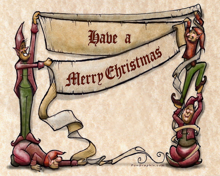 Merry Christmas Elves Digital Art by Kevin Middleton