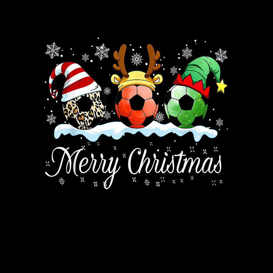 Merry Christmas Football Santa Elf Reindeer Soccer Player Digital Art ...