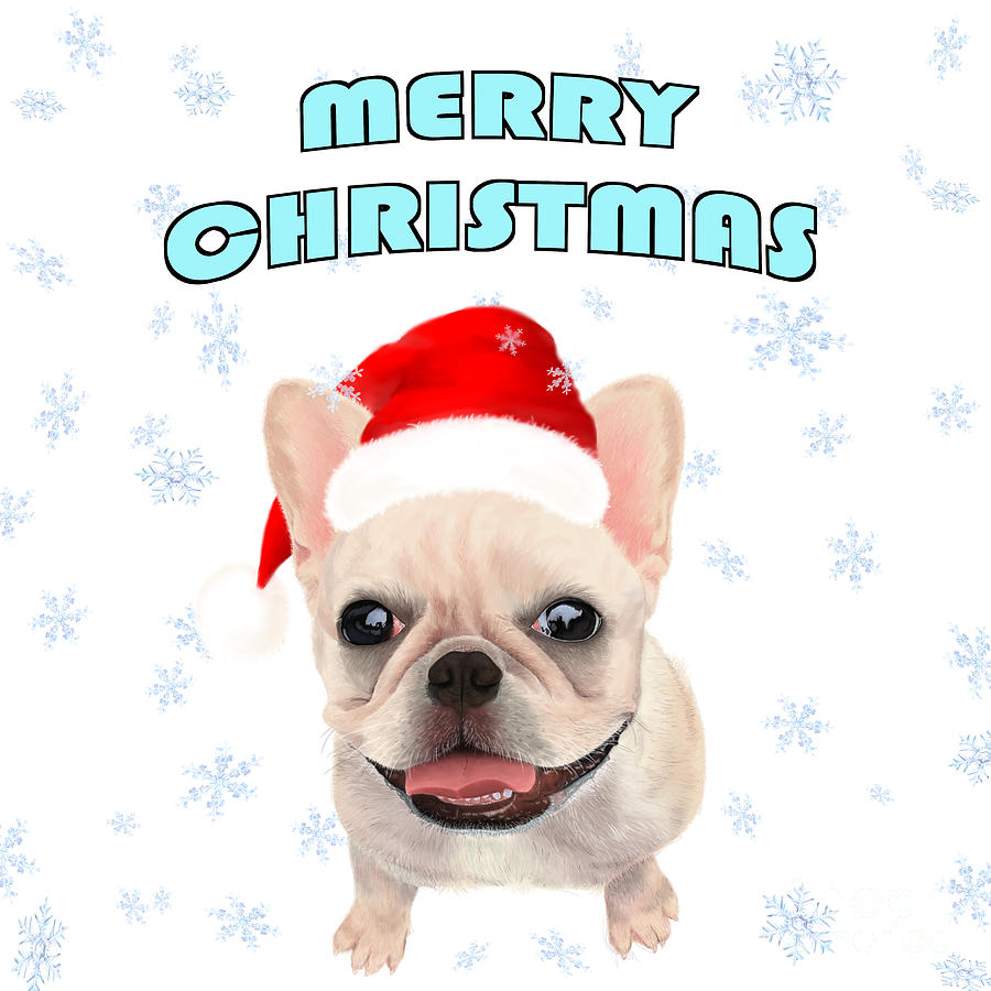 Merry Christmas French Bulldog Digital Art by Michelle Lilo - Pixels