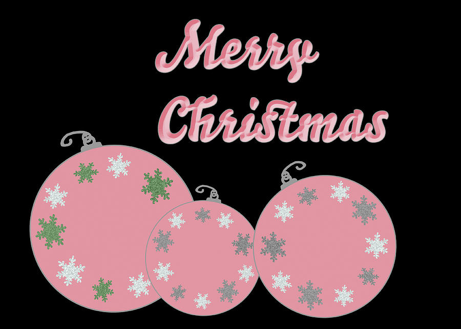 Merry Christmas in Pink Silver and Black Digital Art by Marianne Campolongo