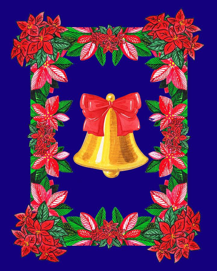 Merry Christmas Jingle Bell Watercolor  Painting by Irina Sztukowski
