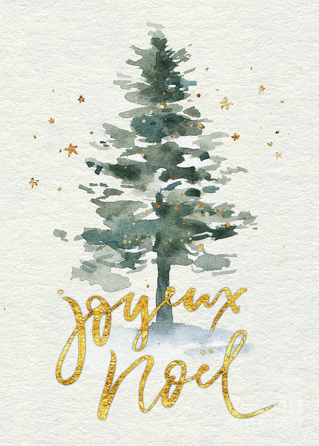 Watercolor Christmas Tree Painting by Modern Art