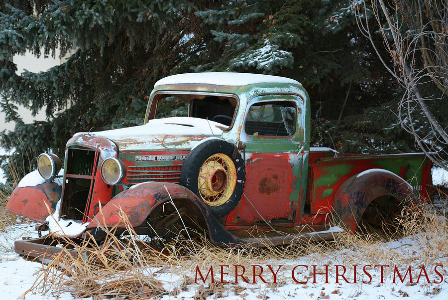 Merry Christmas- Old Gmc Truck Photograph