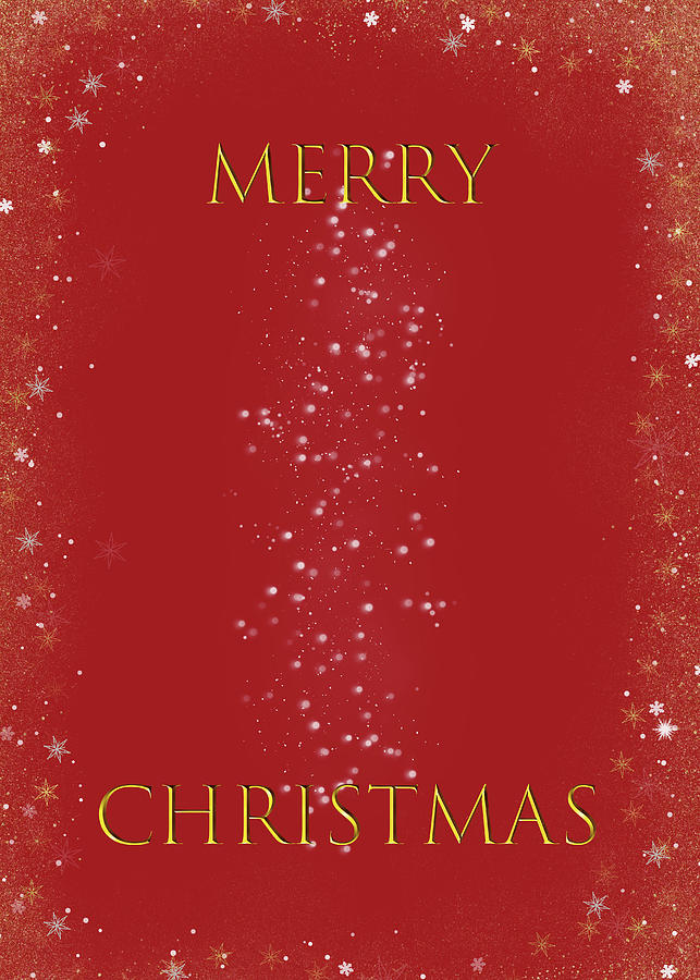 Merry Christmas On Red With Gold Digital Art by Johanna Hurmerinta