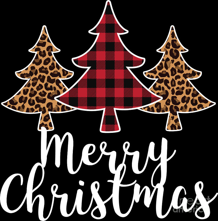 Merry Christmas Plaid Leopard Animal Pattern Gift Digital Art by Haselshirt  - Fine Art America