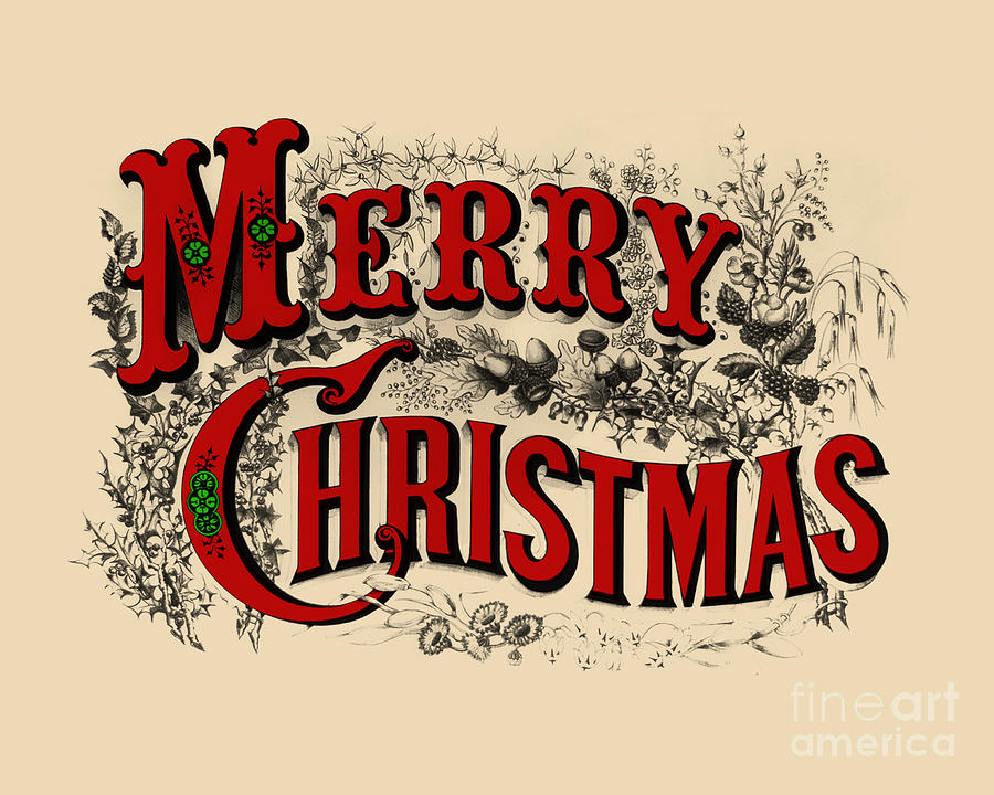 Christmas Digital Art - Merry Christmas Quote by Madame Memento