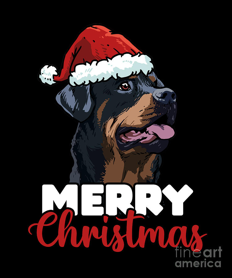 Merry Christmas Rottweiler Dog Lover Gift Digital Art by J M