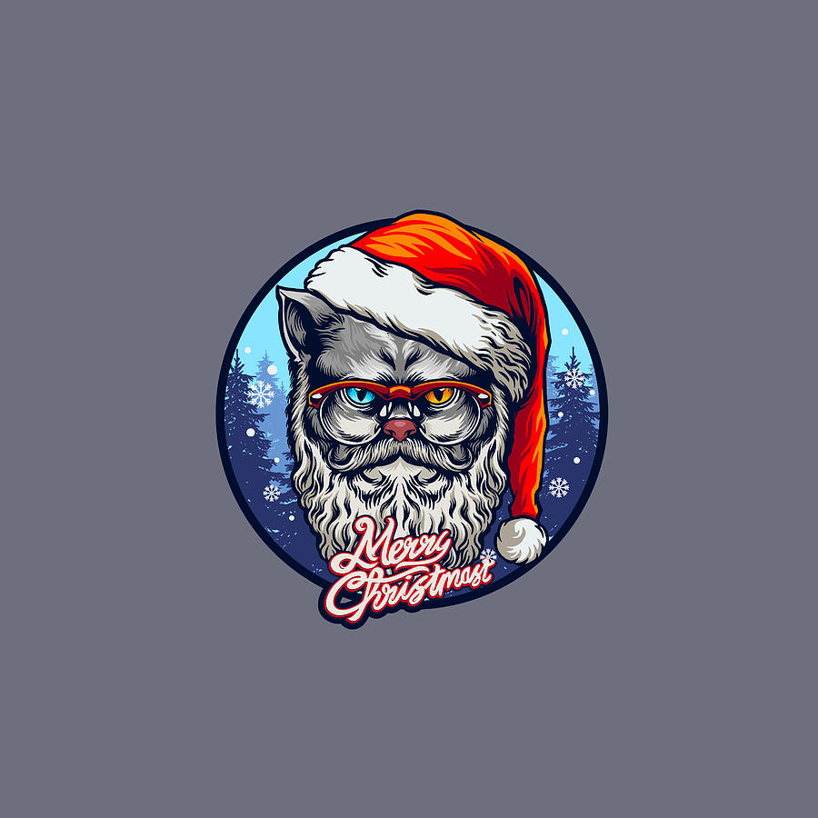 Merry Christmas Santa Claus Cat Digital Art by Sambel Pedes