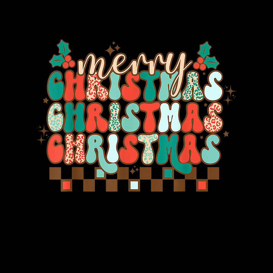 Merry Christmas Santa Hat Lights Family Christmas Groovy Digital Art by ...