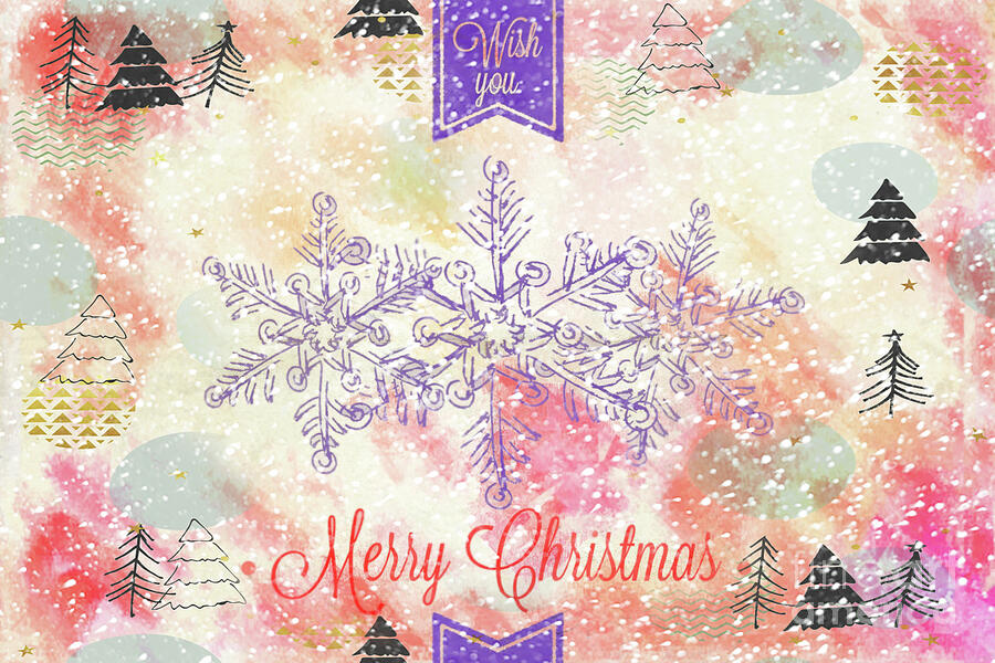 Christmas Digital Art - Merry Christmas Snowflakes by Jean OKeeffe Macro Abundance Art