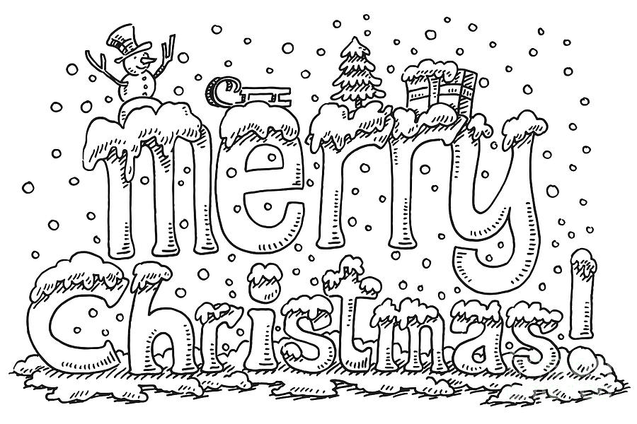 Crayon child's drawing merry christmas funny snowman with lettering on  white. Pastel hand painting. Kids drawing vector illustration. Stock Vector  | Adobe Stock