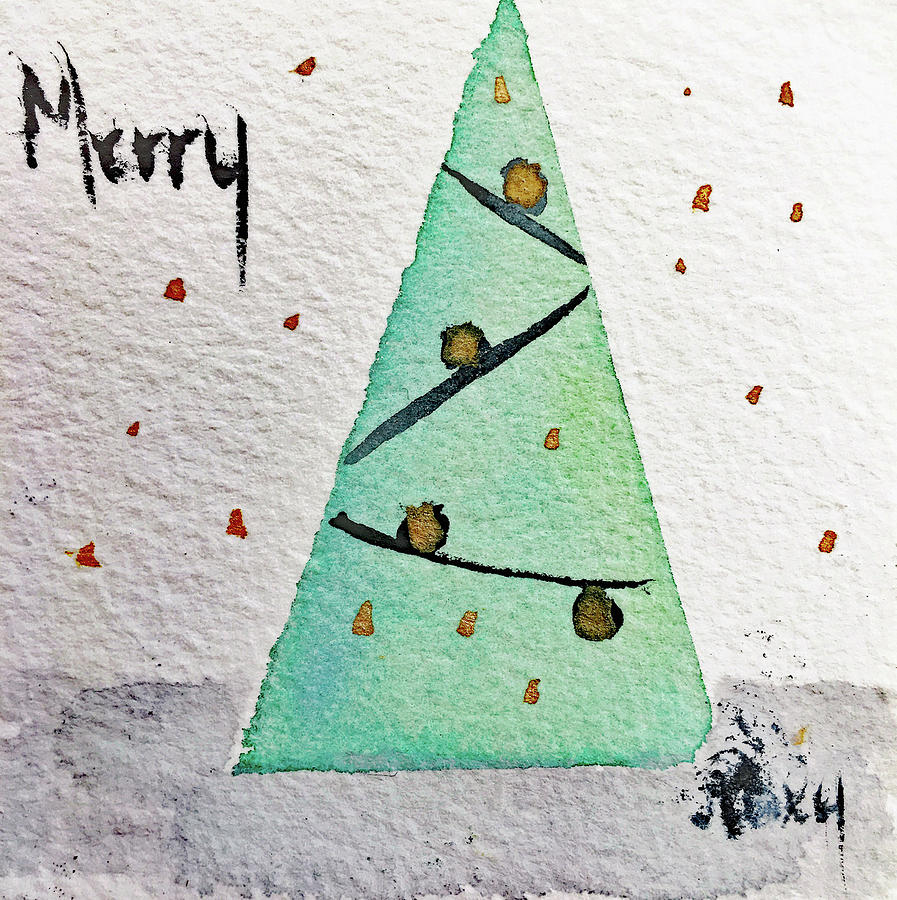 Merry Christmas Tree 1 Painting by Roxy Rich