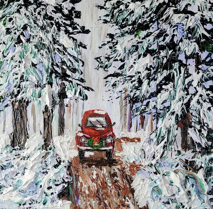 Merry Christmas Truck Painting by Ann Frederick