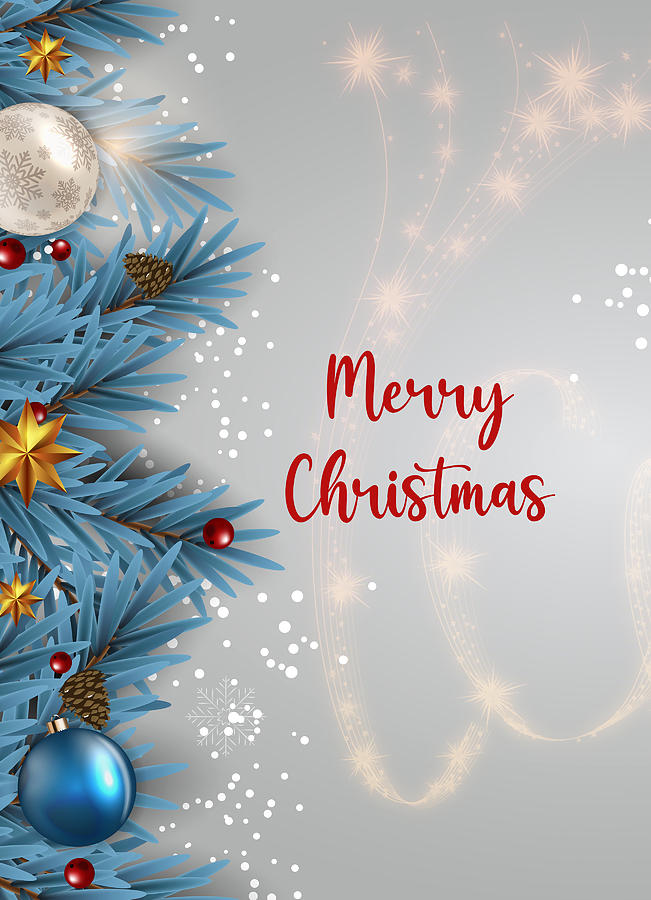 Merry Christmas With Joy And Decoration Digital Art by Johanna Hurmerinta