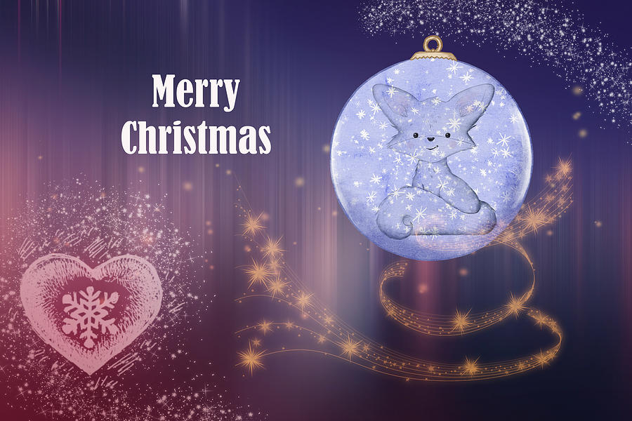 Merry Christmas With Magic And The Arctic Fox Mixed Media by Johanna Hurmerinta