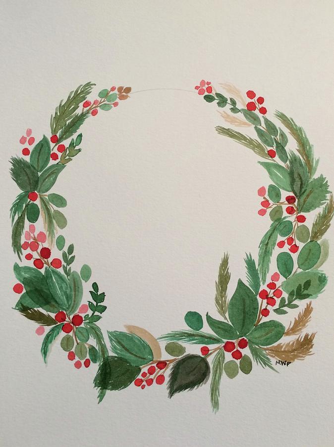 Merry Christmas Wreath Painting by Marsha Free | Fine Art America