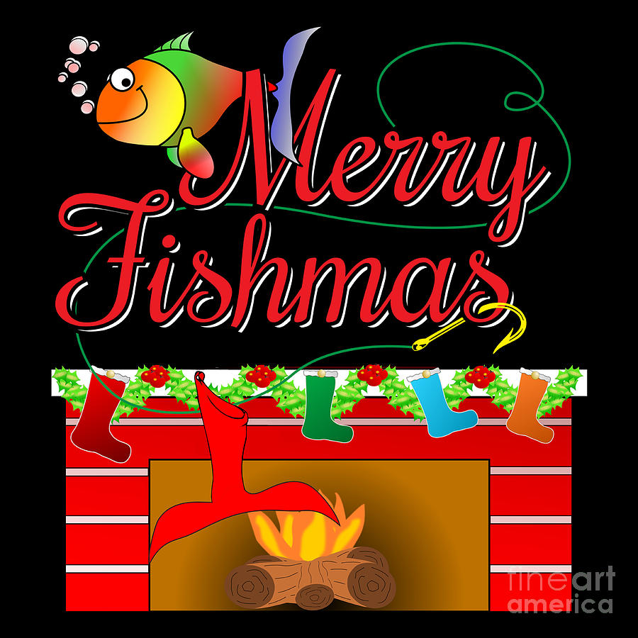 Merry Fishmas Fisherman Christmas Digital Art by Best Trendy Choices -  Pixels