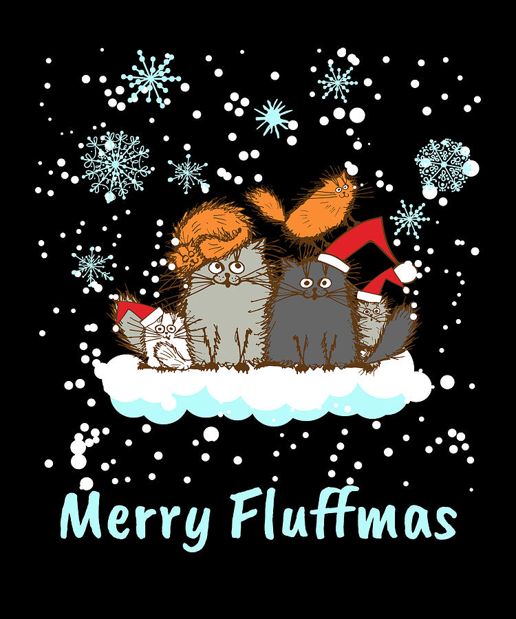 Merry Fluffmas Christmas Cat Christmas Present by Moon Tees