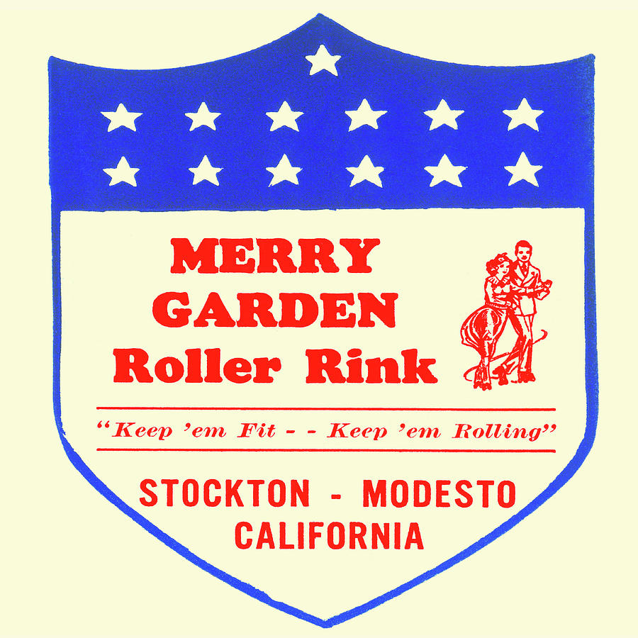 Vintage Drawing - Merry Garden Roller Rink by Vintage Roller Skating Posters