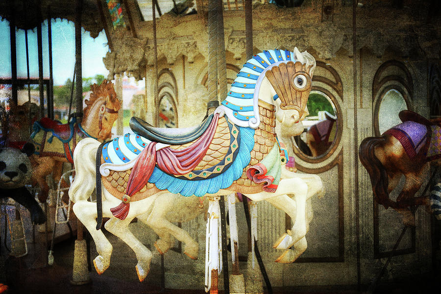 Merry-Go-Round Horse Textured Photograph by Dan Sproul