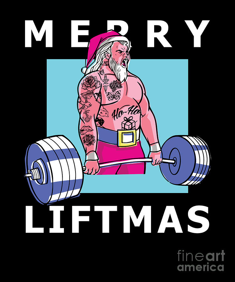 Santa Claus Digital Art - Merry Liftmas Christmas Weightlifting Bodybuilding by Thomas Larch