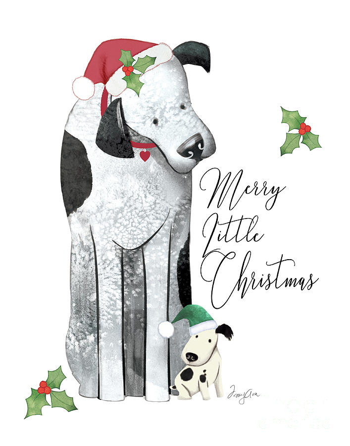 Merry Little Christmas Pups Painting by Tracy Herrmann